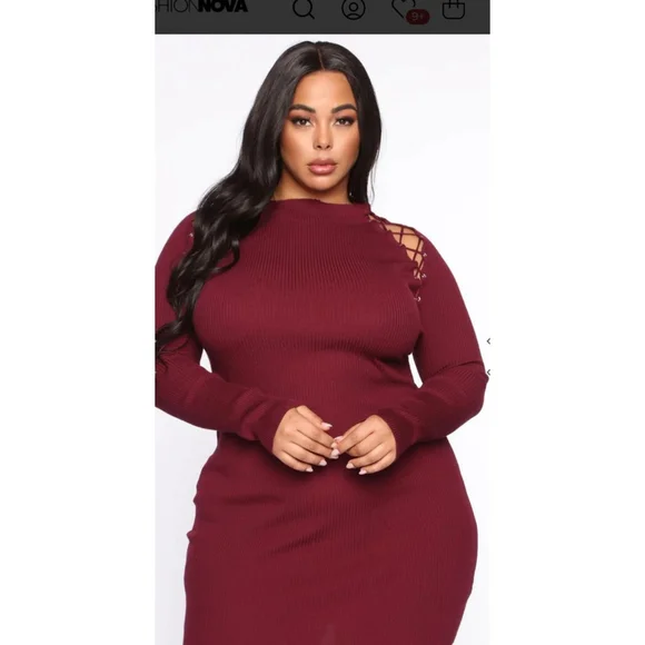 Women's Fashion Nova Burgundy Mini Dress - Picture 3 of 3